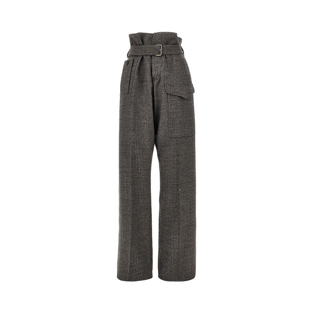 ETRO 40 check wool pants with belt