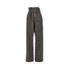 check wool pants with belt