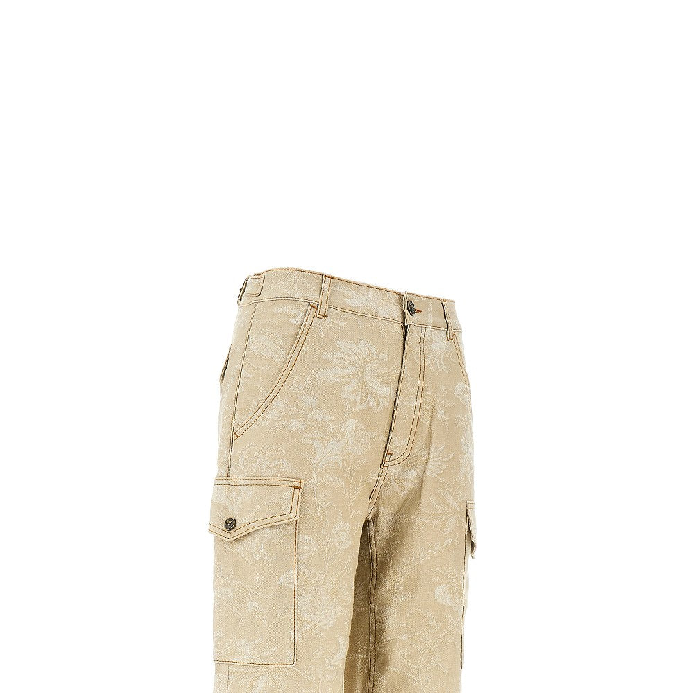 floral jacqyard canvas cargo pants