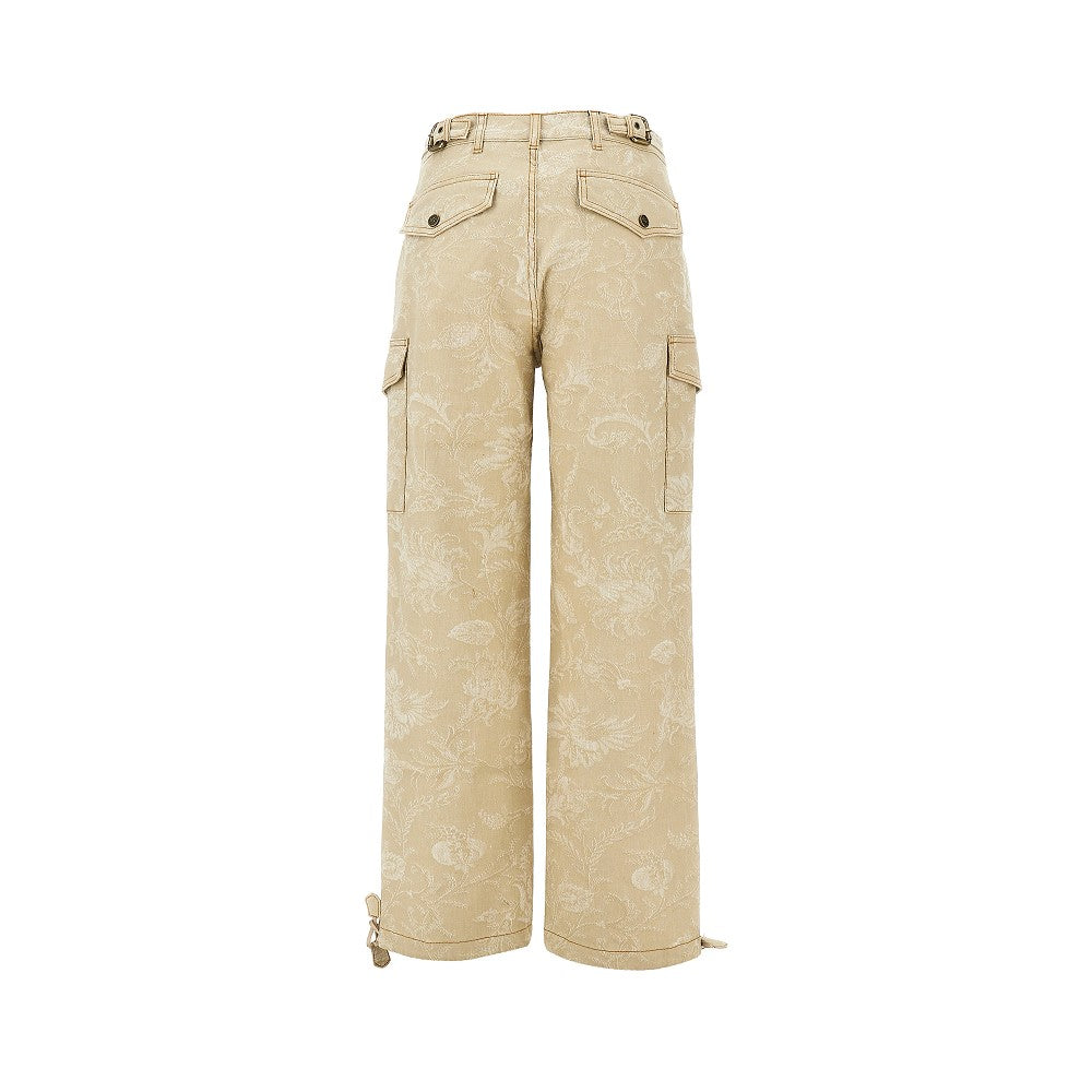 floral jacqyard canvas cargo pants