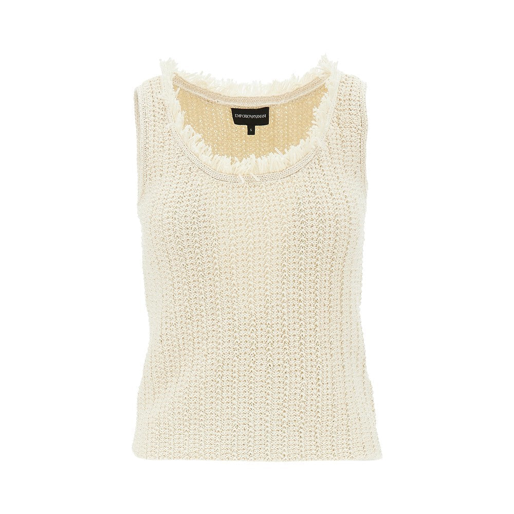 EMPORIO ARMANI S raffia- effect crochet top