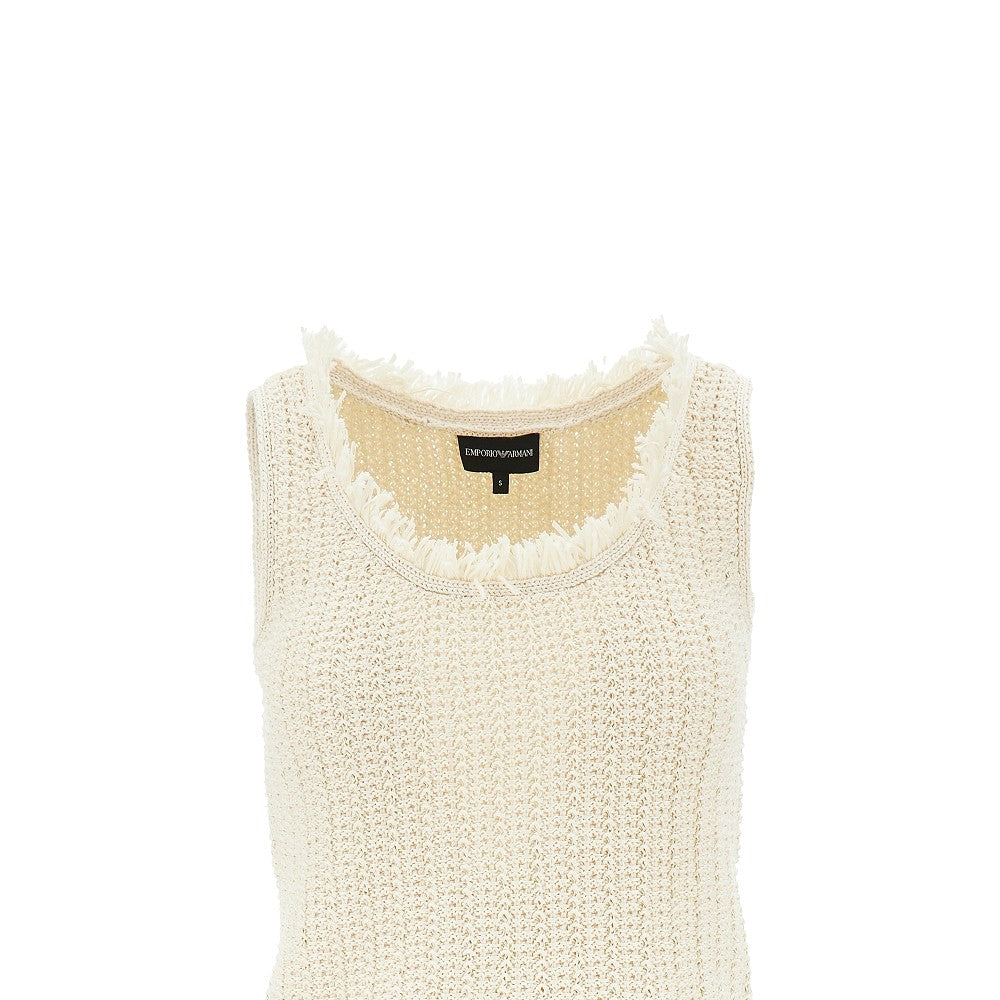 EMPORIO ARMANI M raffia- effect crochet top