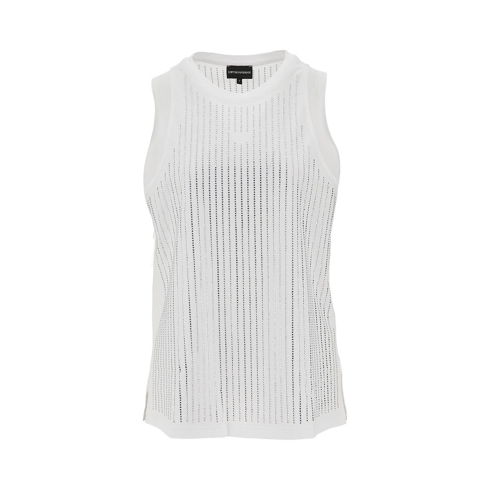 EMPORIO ARMANI XS strass-embellished jersey top