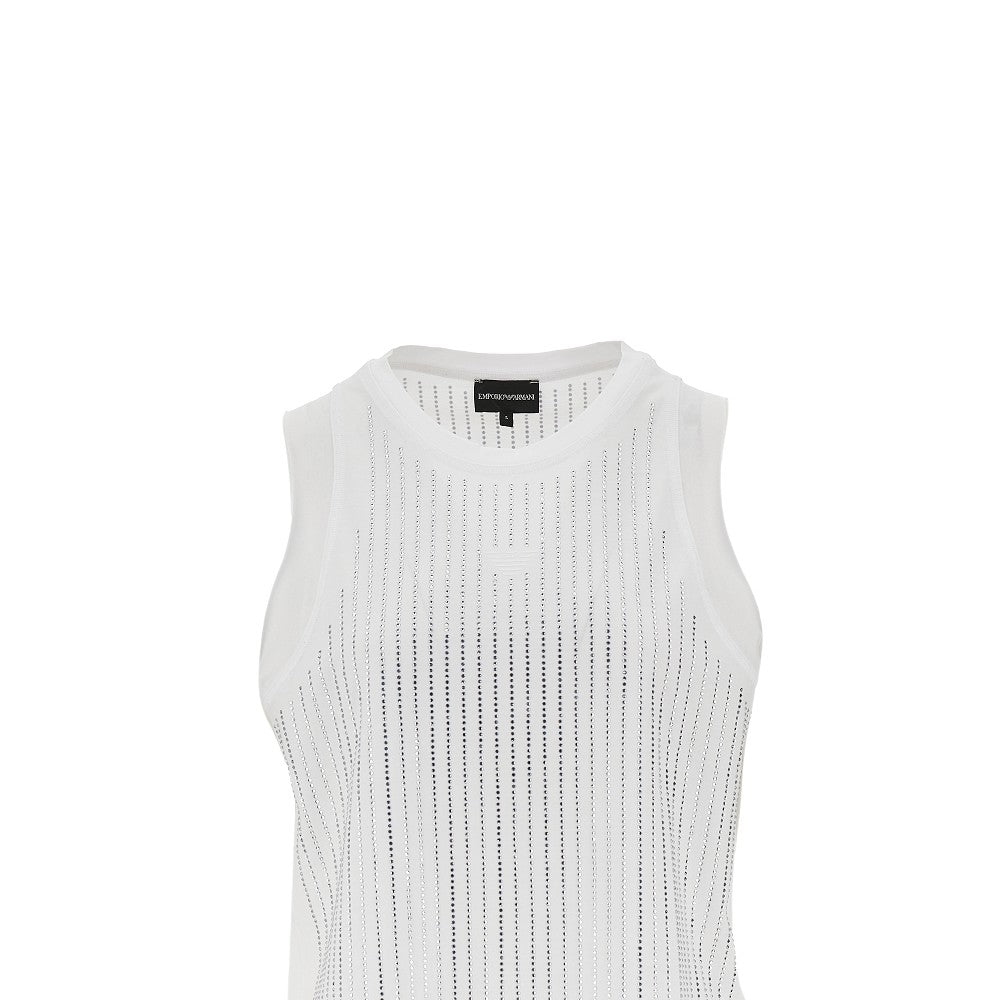 EMPORIO ARMANI XS strass-embellished jersey top