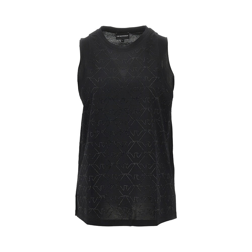 EMPORIO ARMANI M jersey top with strass eagle motif