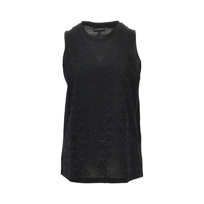 EMPORIO ARMANI S jersey top with strass eagle motif