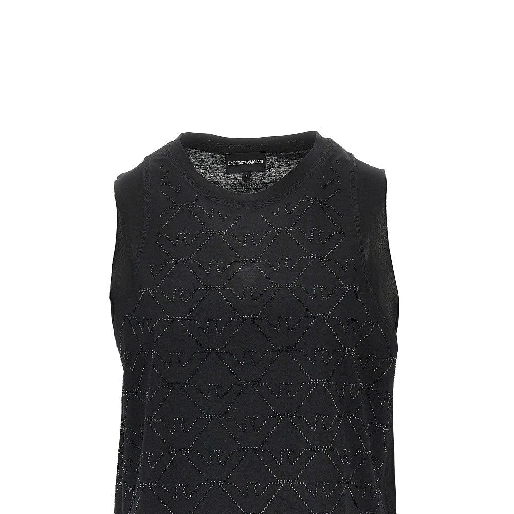 EMPORIO ARMANI S jersey top with strass eagle motif