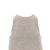 linen top with faux leather detail