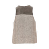 linen top with faux leather detail