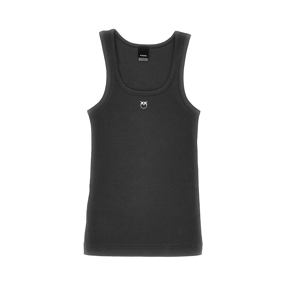PINKO XS love birds logo ribbed tank top