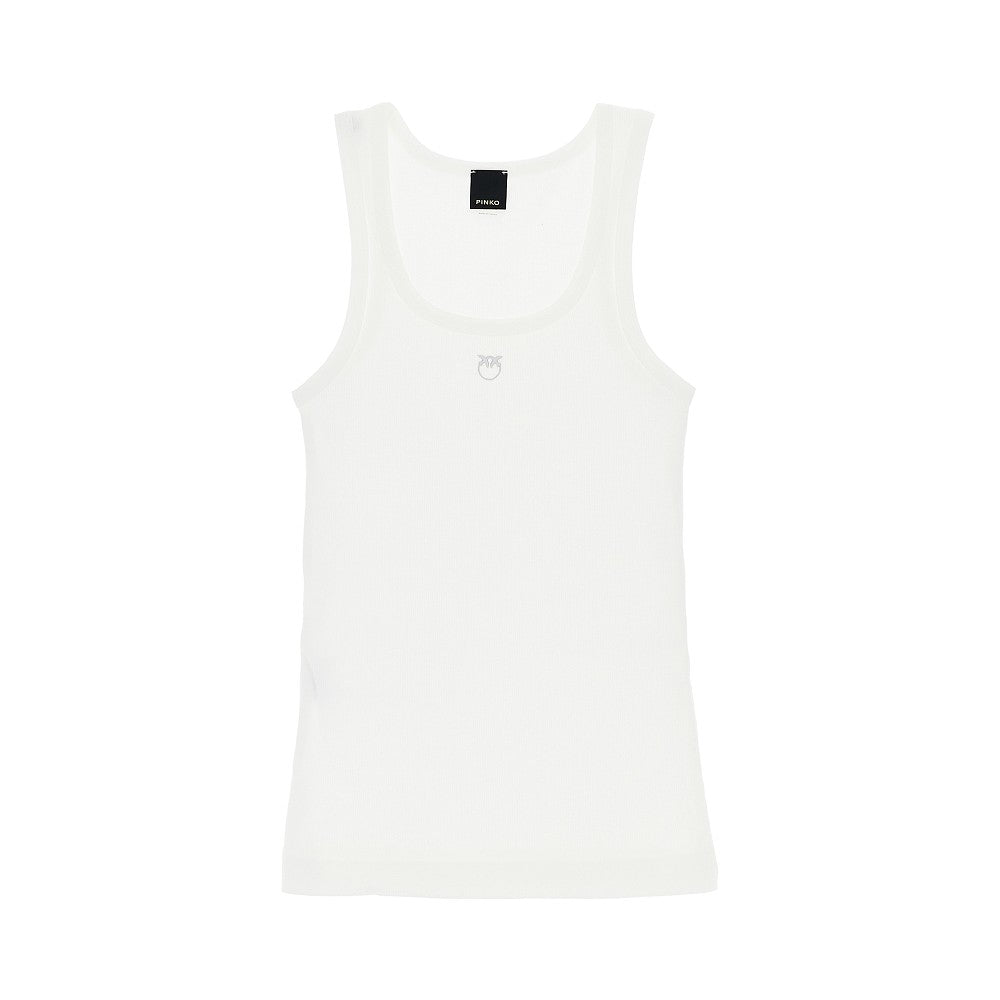 PINKO XS love birds logo ribbed tank top