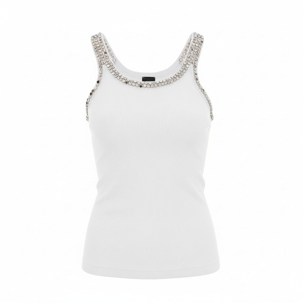 PINKO XS jewelled embroidery tank top