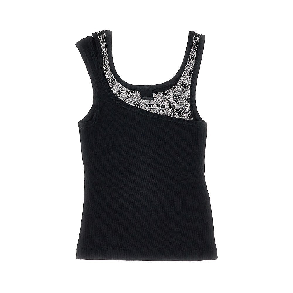 PINKO XS ribbed jersey and love birds lace tank top