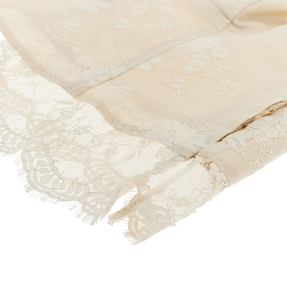 PINKO 40 bonded linen and lace top