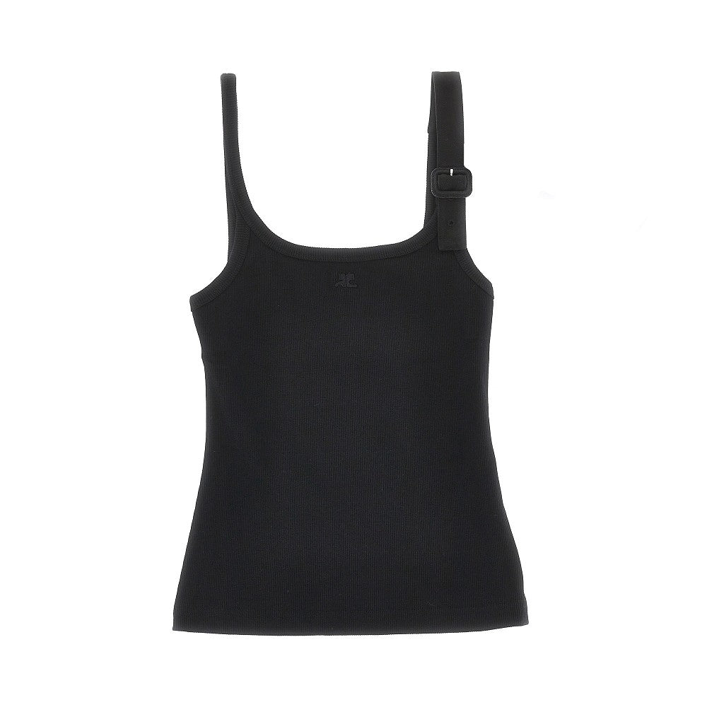 COURREGES S 90s buckled strap ribbed tank top