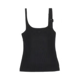 COURREGES S 90s buckled strap ribbed tank top