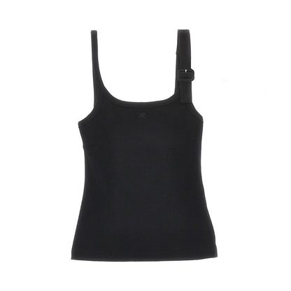 COURREGES S 90s buckled strap ribbed tank top