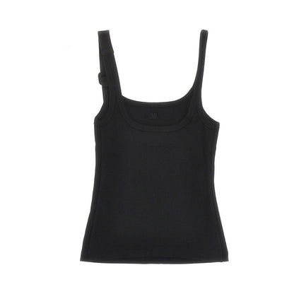 COURREGES S 90s buckled strap ribbed tank top