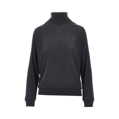 wool and silk jersey mock-neck top