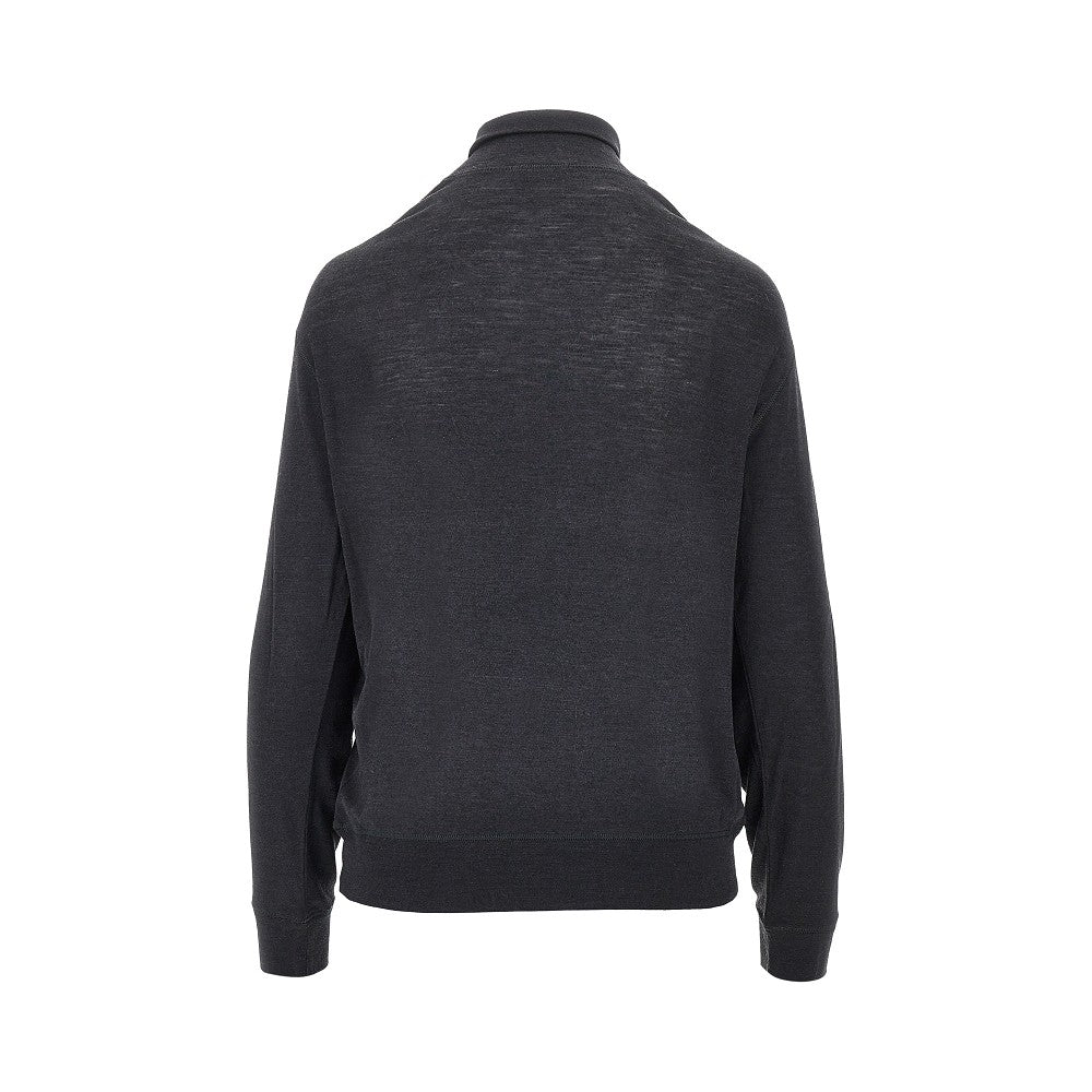wool and silk jersey mock-neck top