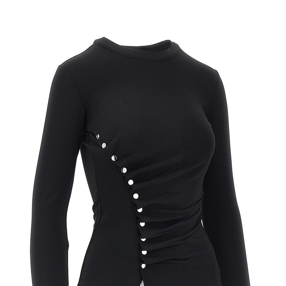 draped jersey top with press-studs