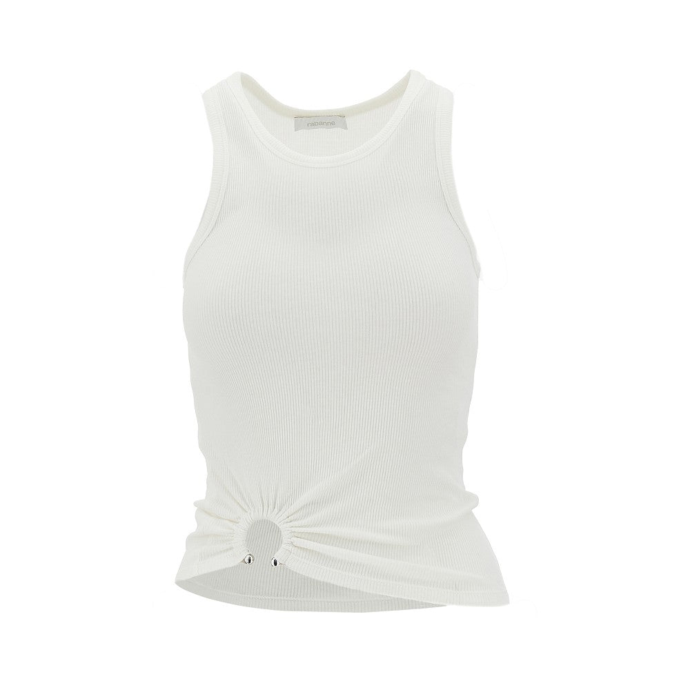 RABANNE 40 ribbed tank top with piercing detail