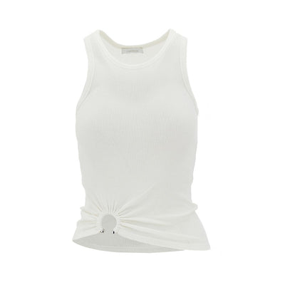 ribbed tank top with piercing detail