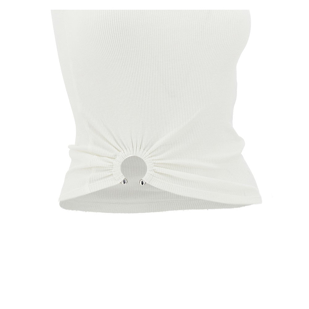 ribbed tank top with piercing detail