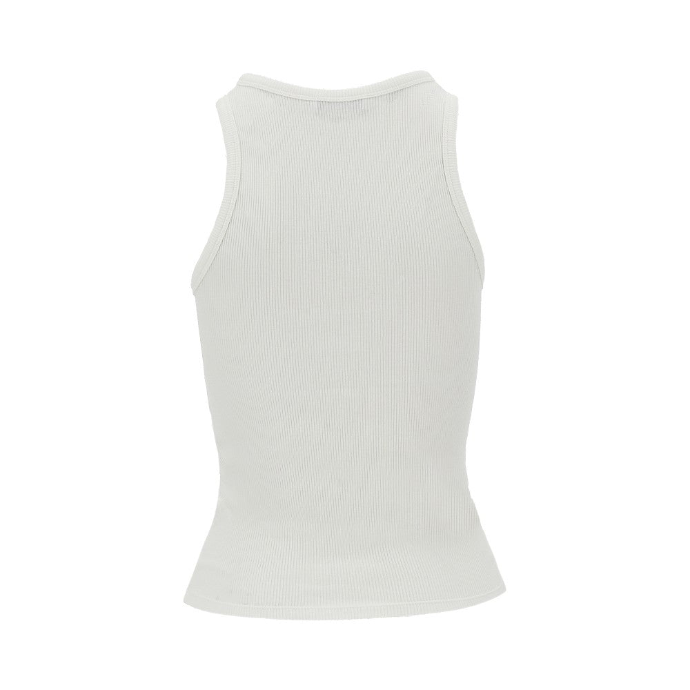 ribbed tank top with piercing detail