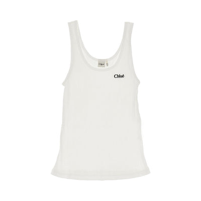 logo embroidery ribbed tank top