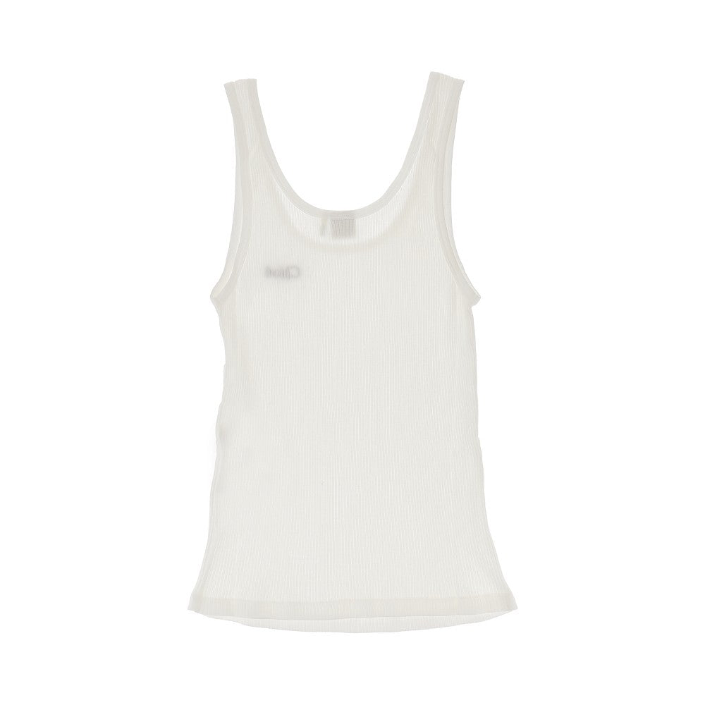 logo embroidery ribbed tank top