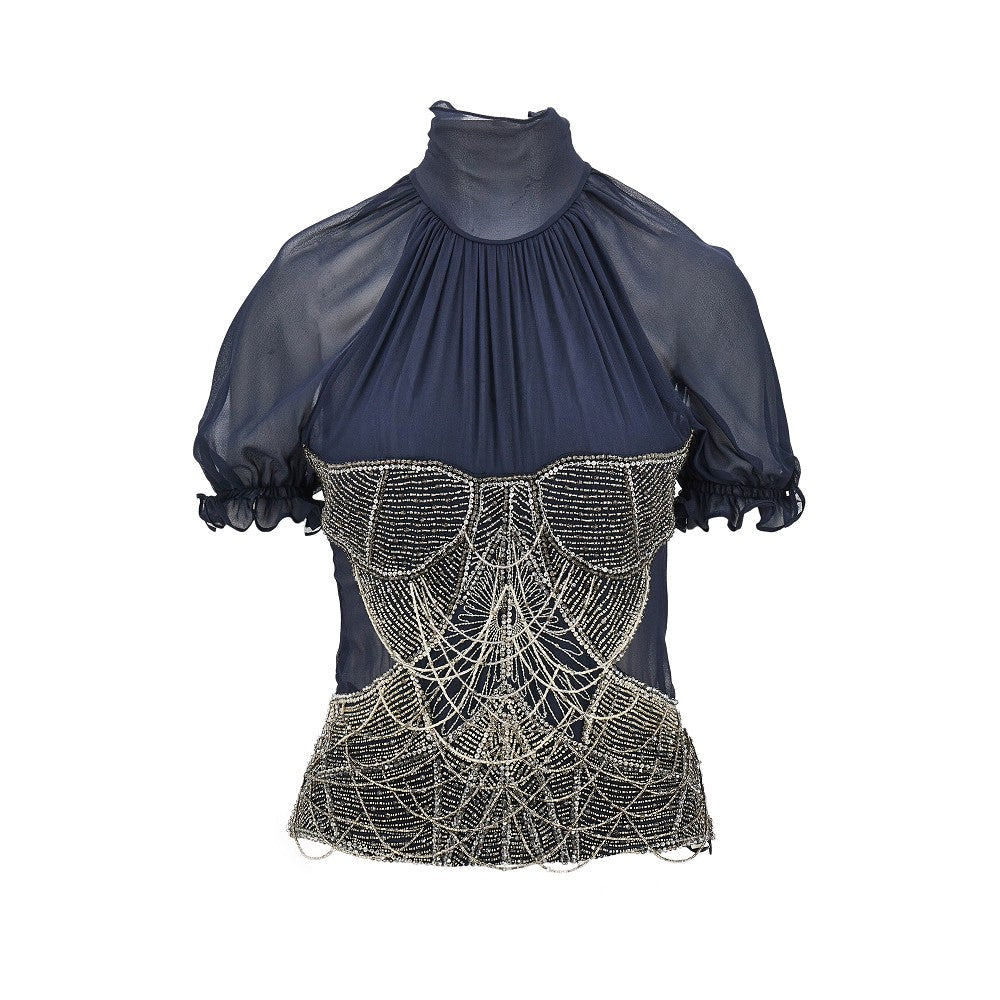 silk georgette top with beads