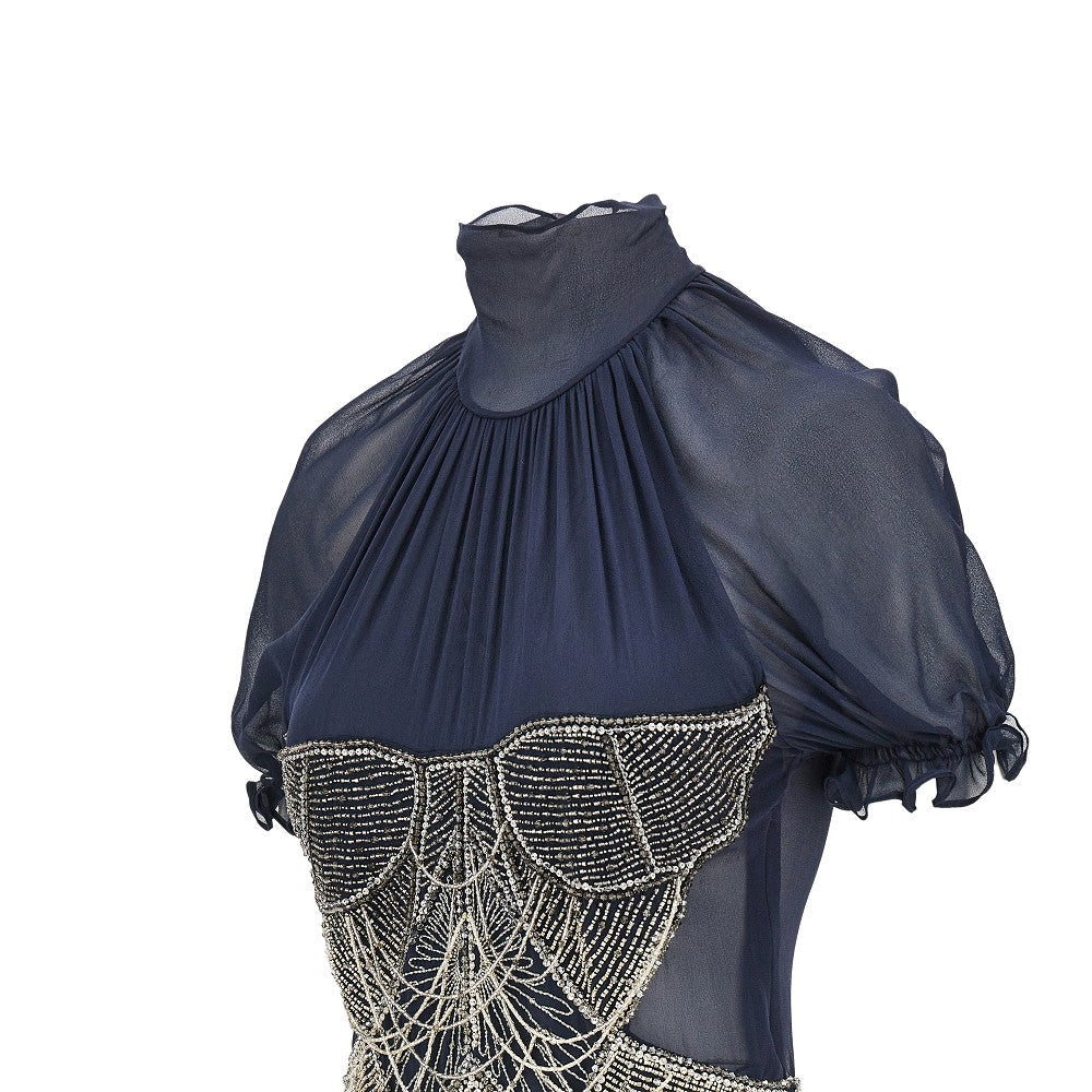 silk georgette top with beads