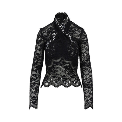 lace top with metal eyelets details