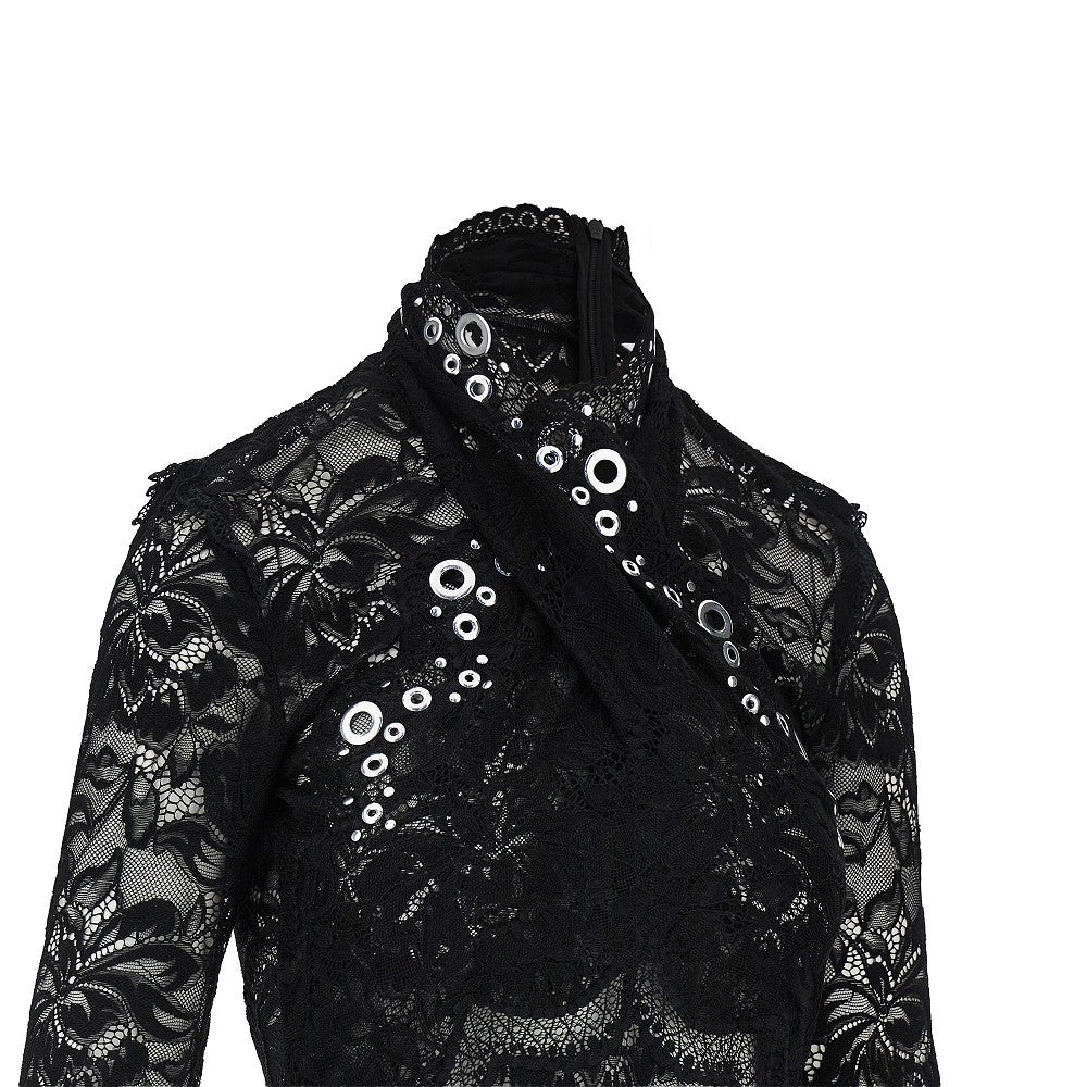 RABANNE 36 lace top with metal eyelets details
