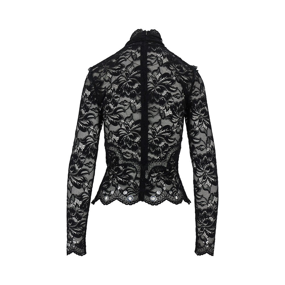 lace top with metal eyelets details
