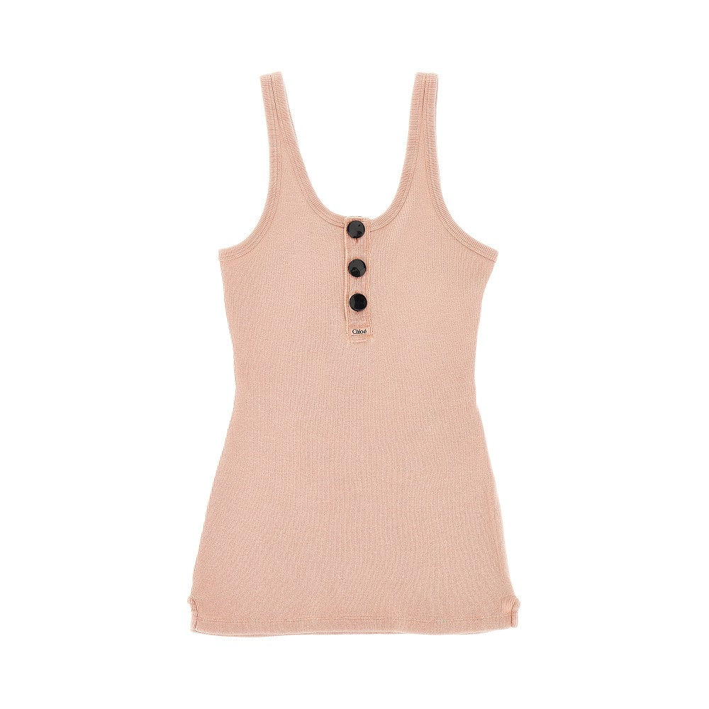 henley ribbed cotton tank top