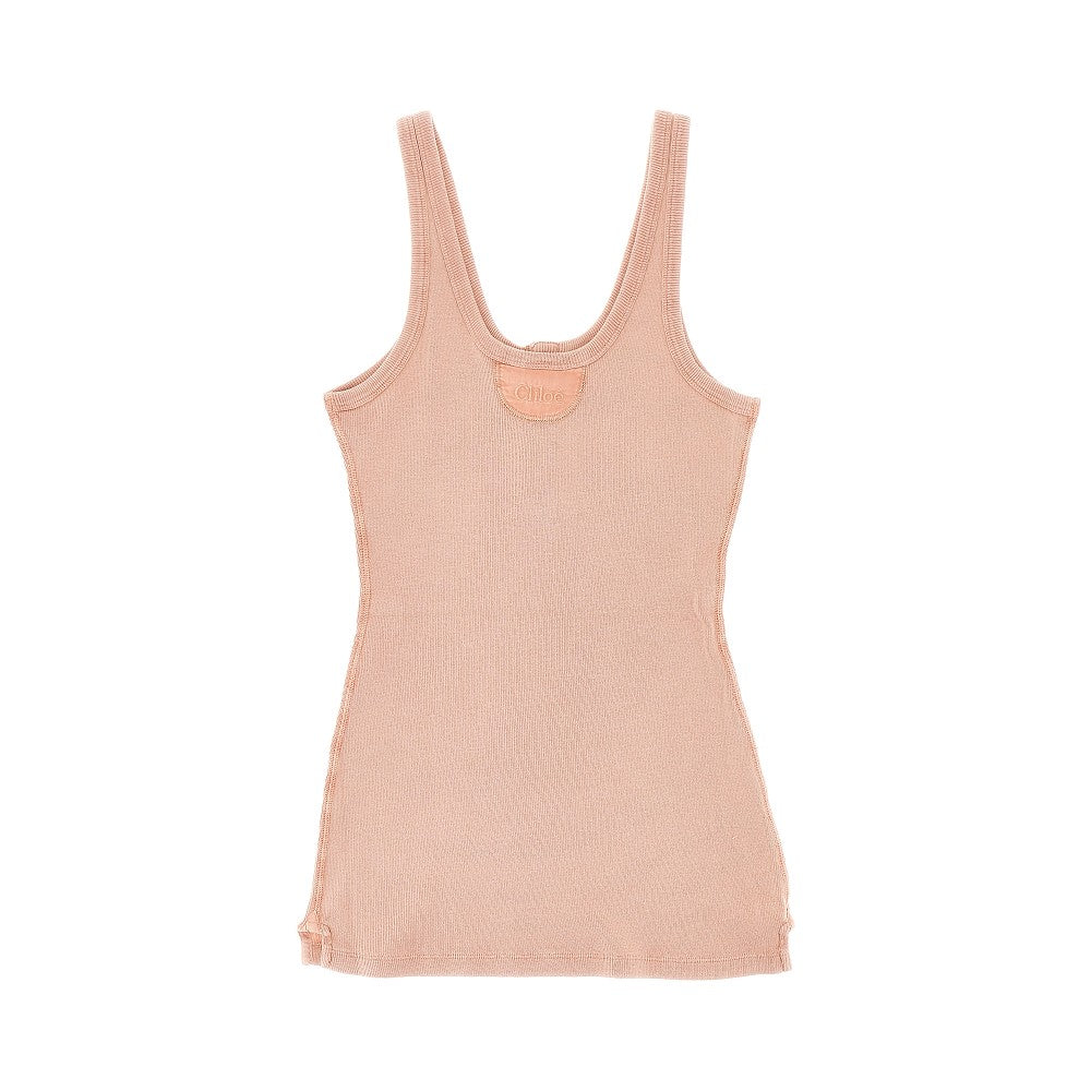 henley ribbed cotton tank top