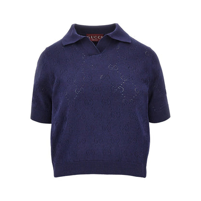 GUCCI S knitted polo shirt with openworked gg motif