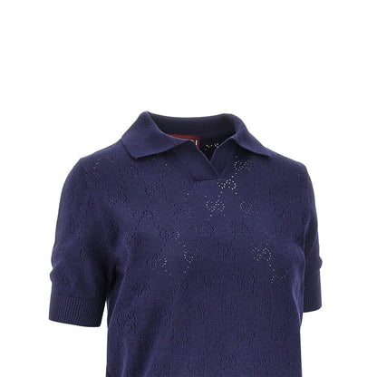 GUCCI S knitted polo shirt with openworked gg motif