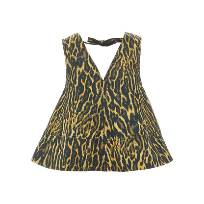GANNI 38 leopard-print cotton top