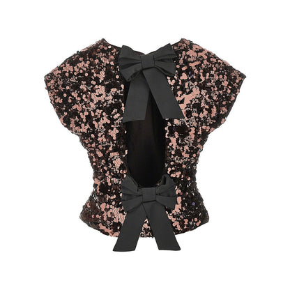 GANNI 36 sequinned top with bows