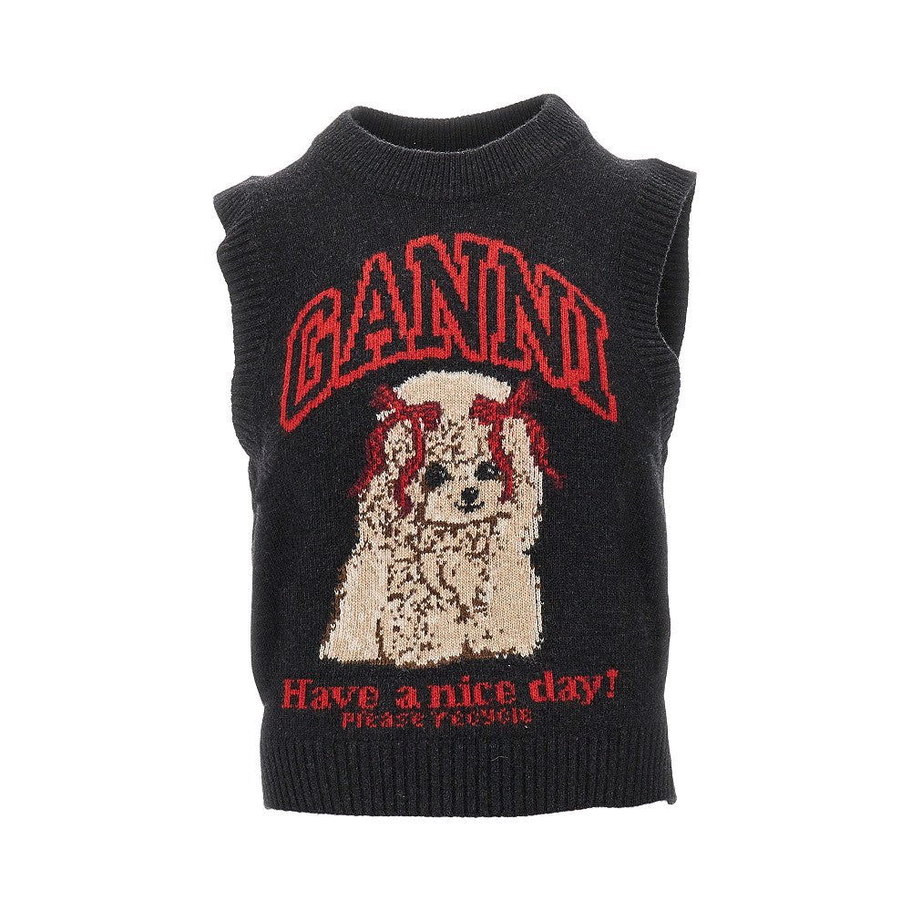 GANNI M poodle inlay wool-blend vest