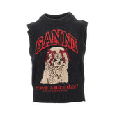 GANNI M poodle inlay wool-blend vest