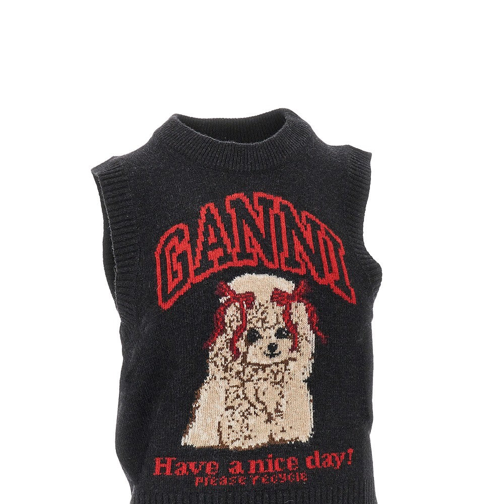 GANNI M poodle inlay wool-blend vest