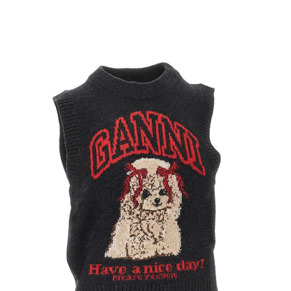 GANNI M poodle inlay wool-blend vest