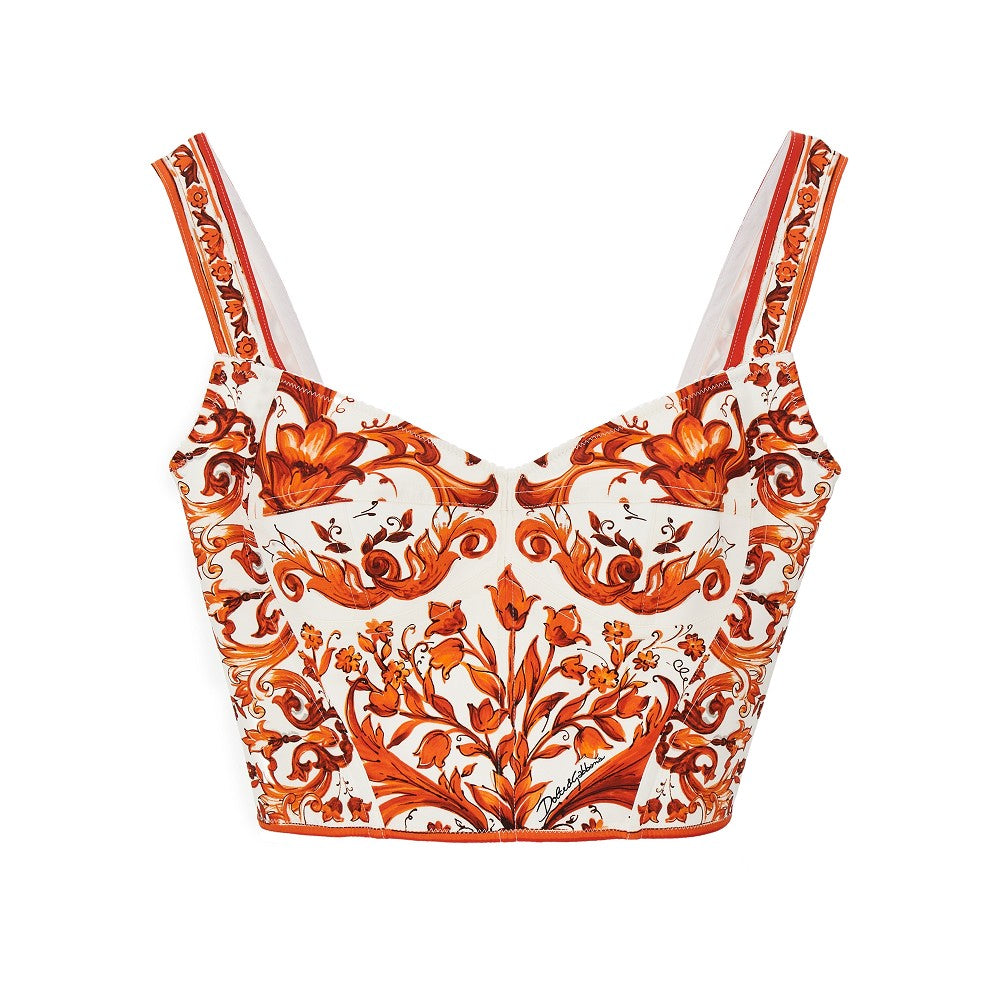charmeuse top with maiolica print