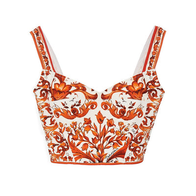 charmeuse top with maiolica print