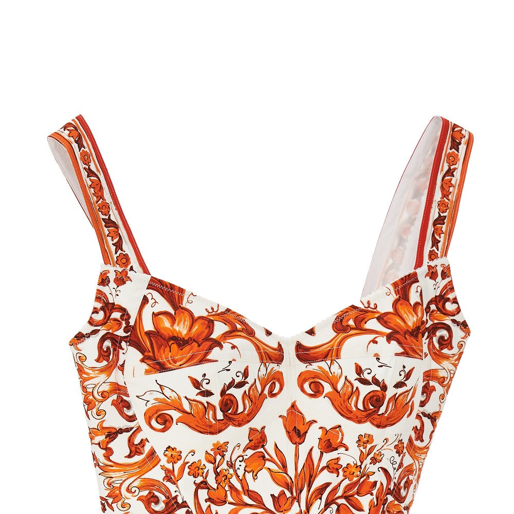 DOLCE&amp;GABBANA 40 charmeuse top with maiolica print