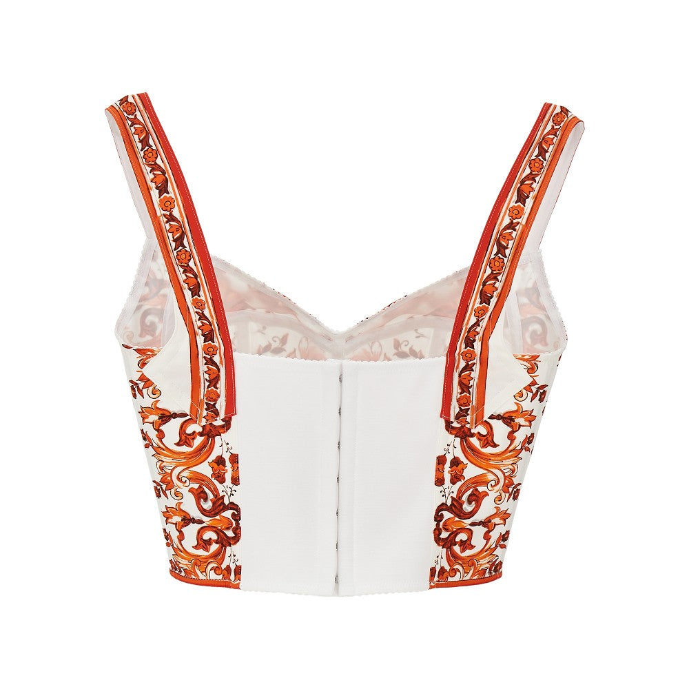 charmeuse top with maiolica print